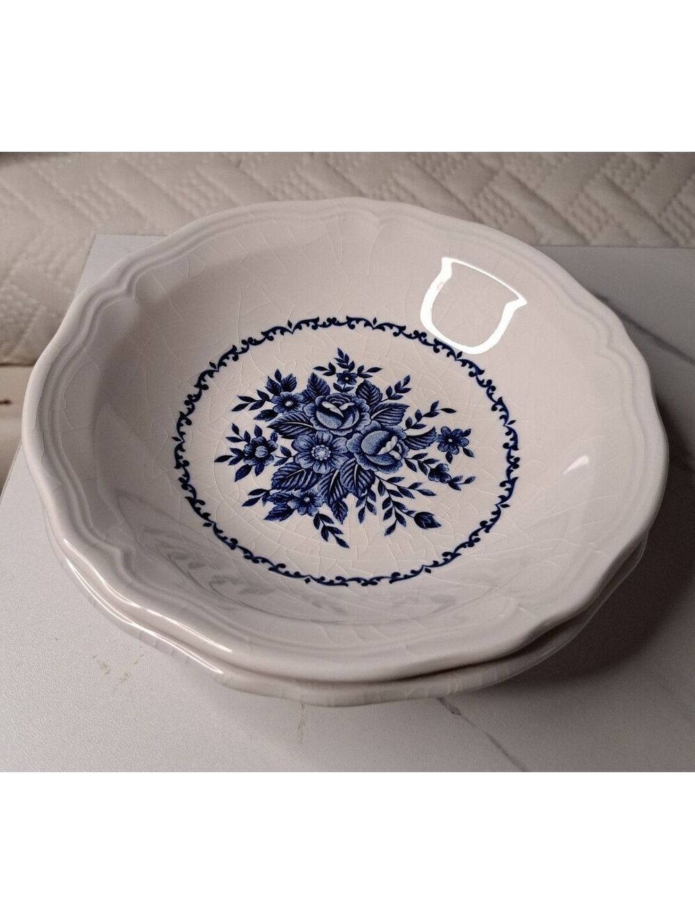 Vintage Set of 2 Mayhill Federalist Blue Transferware Ironstone Bowls Japan 6.5"